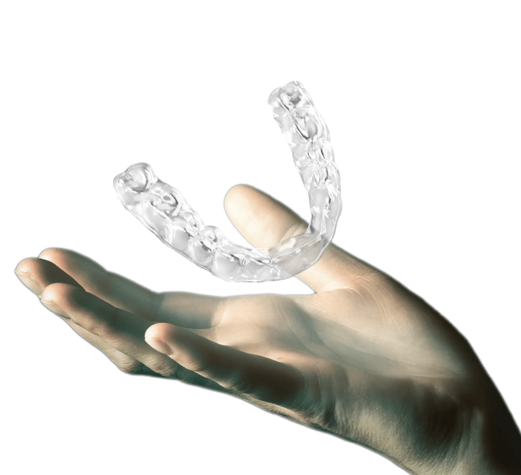 Close up hand concept catching clear aligner